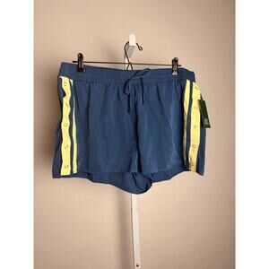 Wild Fable Women’s Athletic Shorts Blue Yellow Snap Side Pull On Size M
